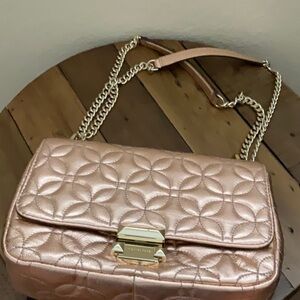 Michael Kors Elegant Quilted Rose Gold Shoulder Bag - New
